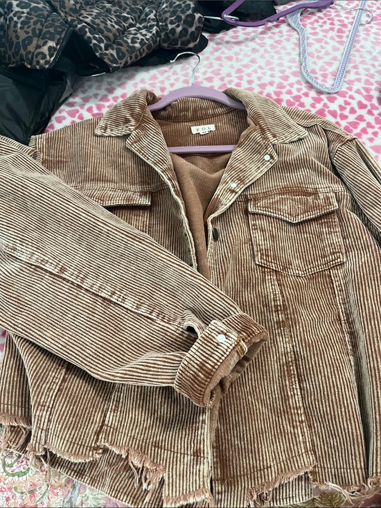 POL Jackets & Blazers - Women’s Distressed Corduroy Jacket in Light Brown POL